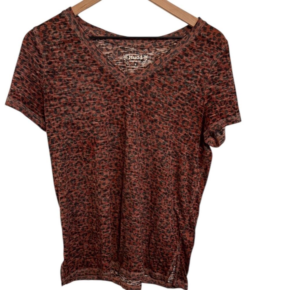 MUDD Lightweight Cheetah Print Short Sleeve T-Shirt SZ MD